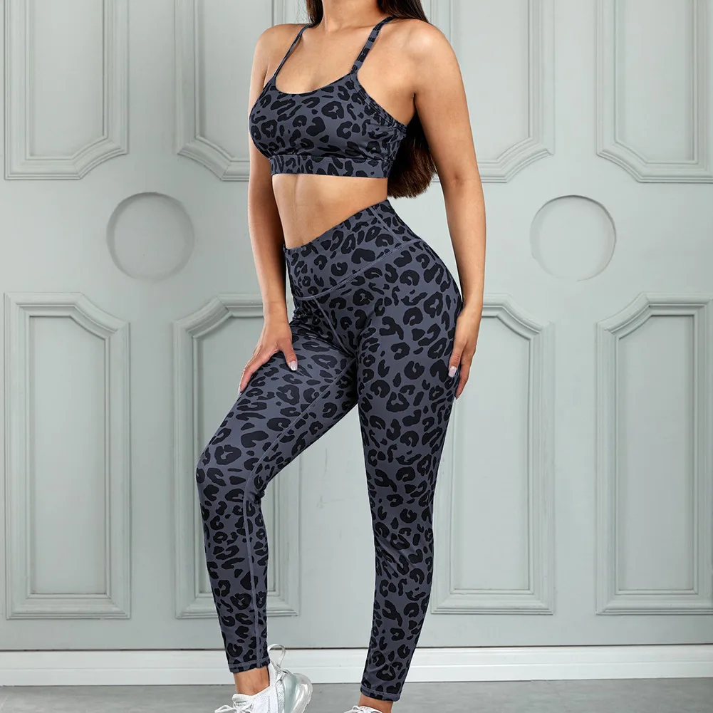 

Hot Sale New Tight-Fitting Running Sportswear Fitness Clothing Leopard Print Women Yoga Set