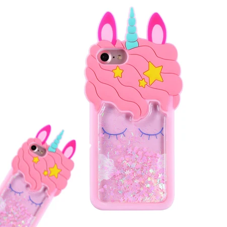 

10 Pcs MOQ Unicorn Glitter Liquid Phone Case For Girls Pink Color