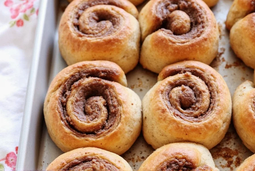 Homemade chocolate cinnamon scrolls with glossy icing drizzled over golden-brown spirals on a white ceramic plate