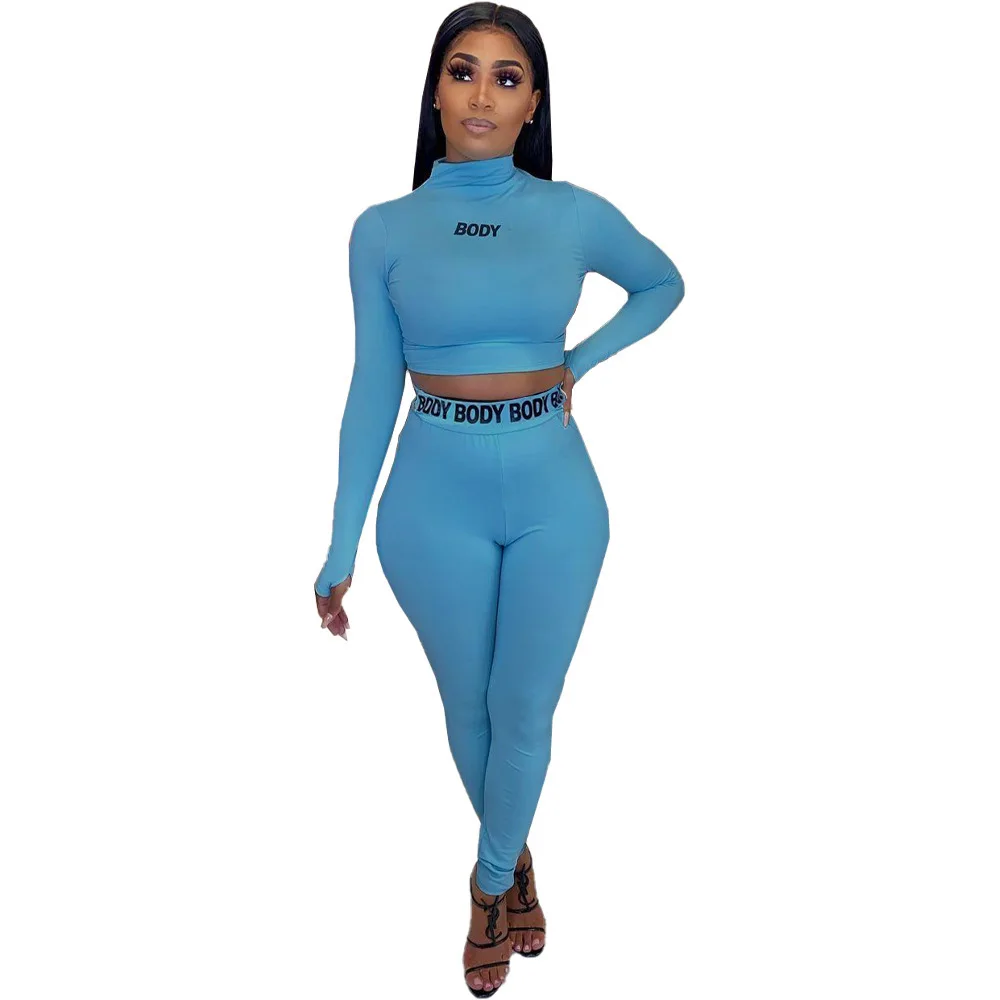 

Women's Casual Two Piece Outfits Boat High-Necked Long Sleeves Slim T Shirts Skinny Pants Sets Sweatsuits Tracksuits Jumpsuit, 4 colors