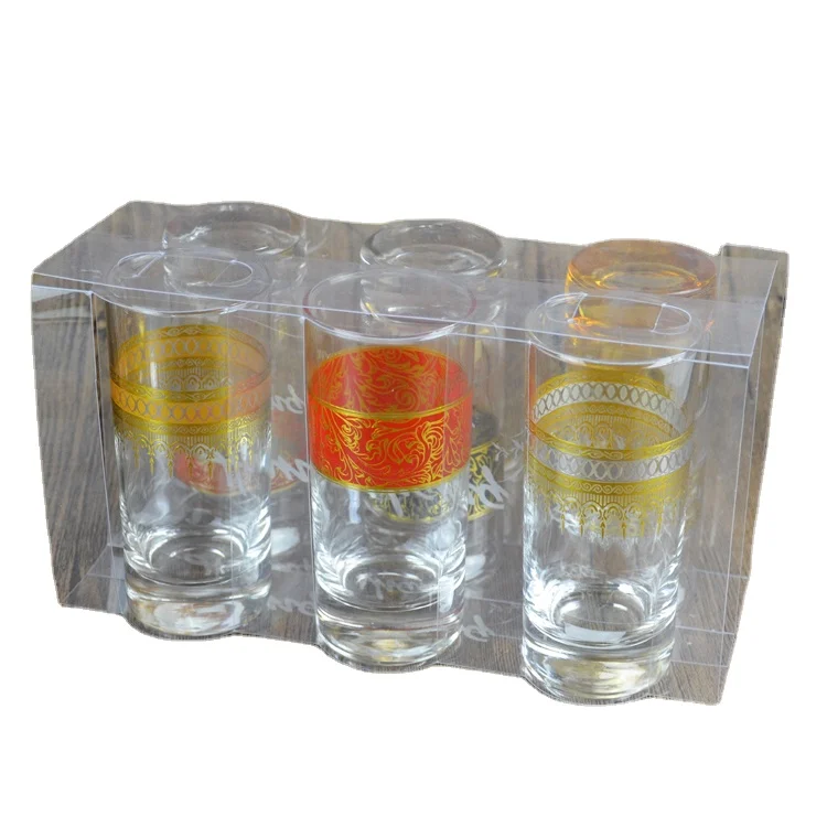 

Casablanca Market Moroccan New Highball Tea Glasses Mix Color Thick Bottom, Gold