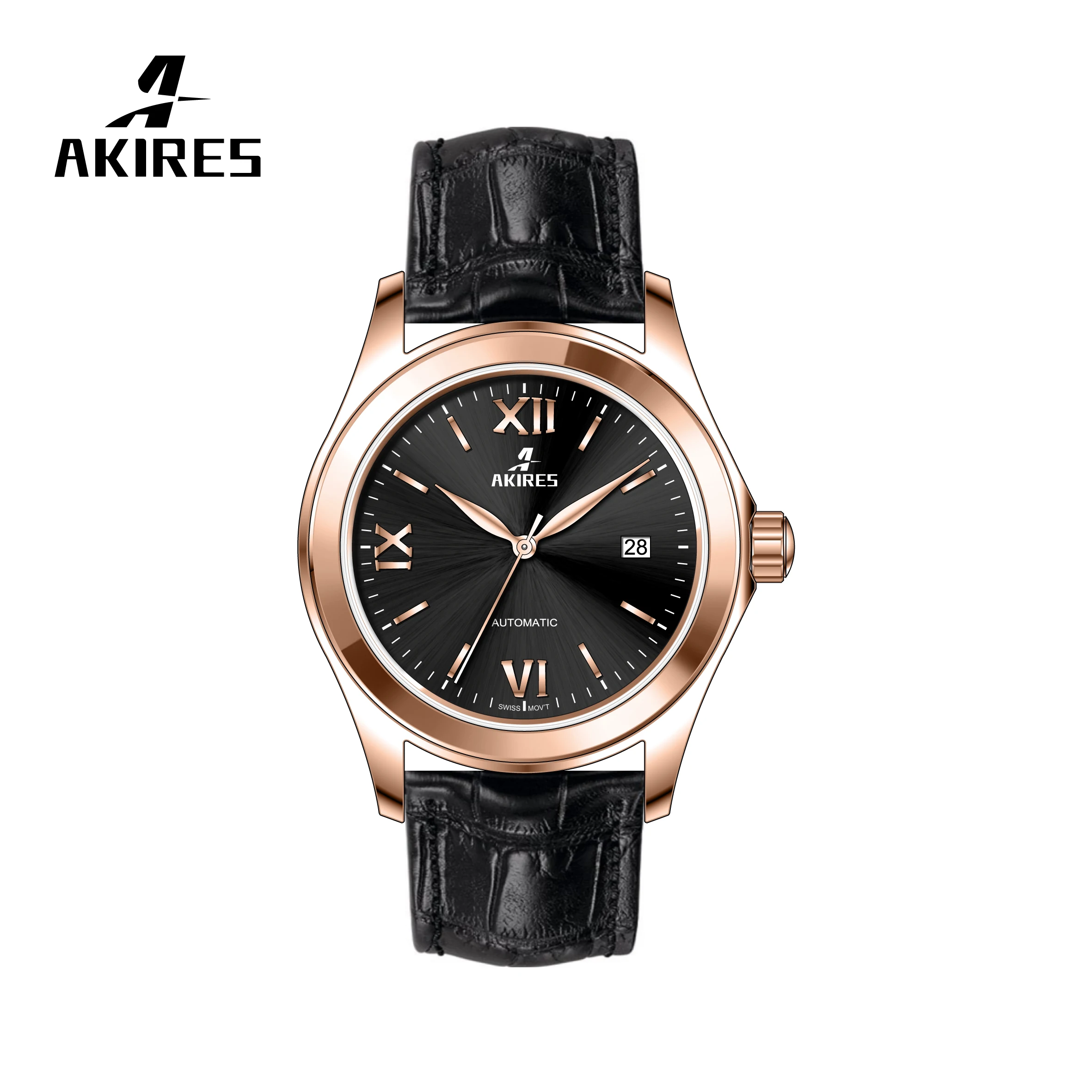 

Akires Men Custom Logo Watch OEM ODM ETA Movt Automatic Mechanical Wristwatch Movement Watch