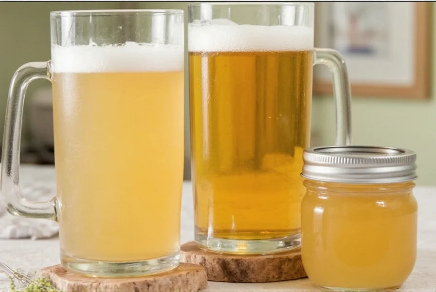 Bottles of homemade ginger beer showing natural carbonation process