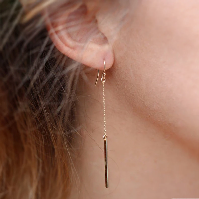 

Amazon trending 2021 Korean long earrings women stainless steel drop earrings jewelry For Wedding Party Gift aretes de mujer, Silver / gold / rose gold