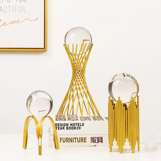 

Interior Modern Nordic Table Gold Office Accessories Pieces Luxury Room Crystal Ball Decoration Ornaments Other Home Decor, Golden