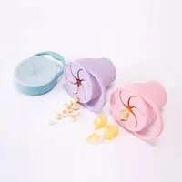 

No Spill Foldable Silicone Collapsible Folding Bowl Toddler Kids Baby Silicone Snack Bowl with Cover