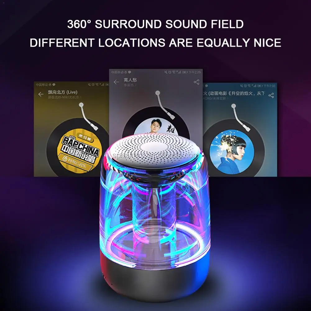 C7 Portable Bluetooth 5.0 Speaker Transparent LED Luminous Subwoofer TWS 6D Surround HIFI Stereo Cool Audio For Mobile Phone - ANKUX.COM