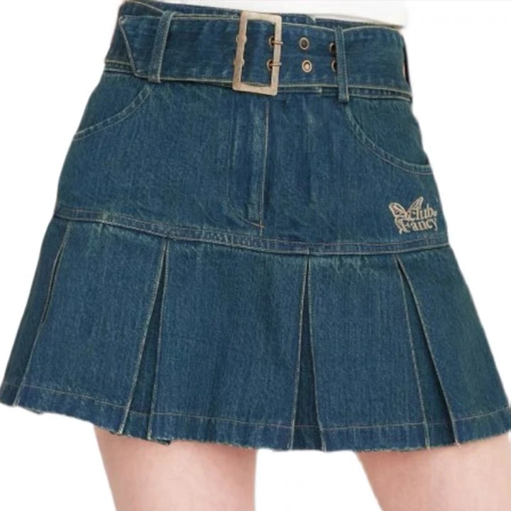 

2021 New Design Women Short Skirt High Waist Pleated Denim Skirt Jeans Denim Skirt