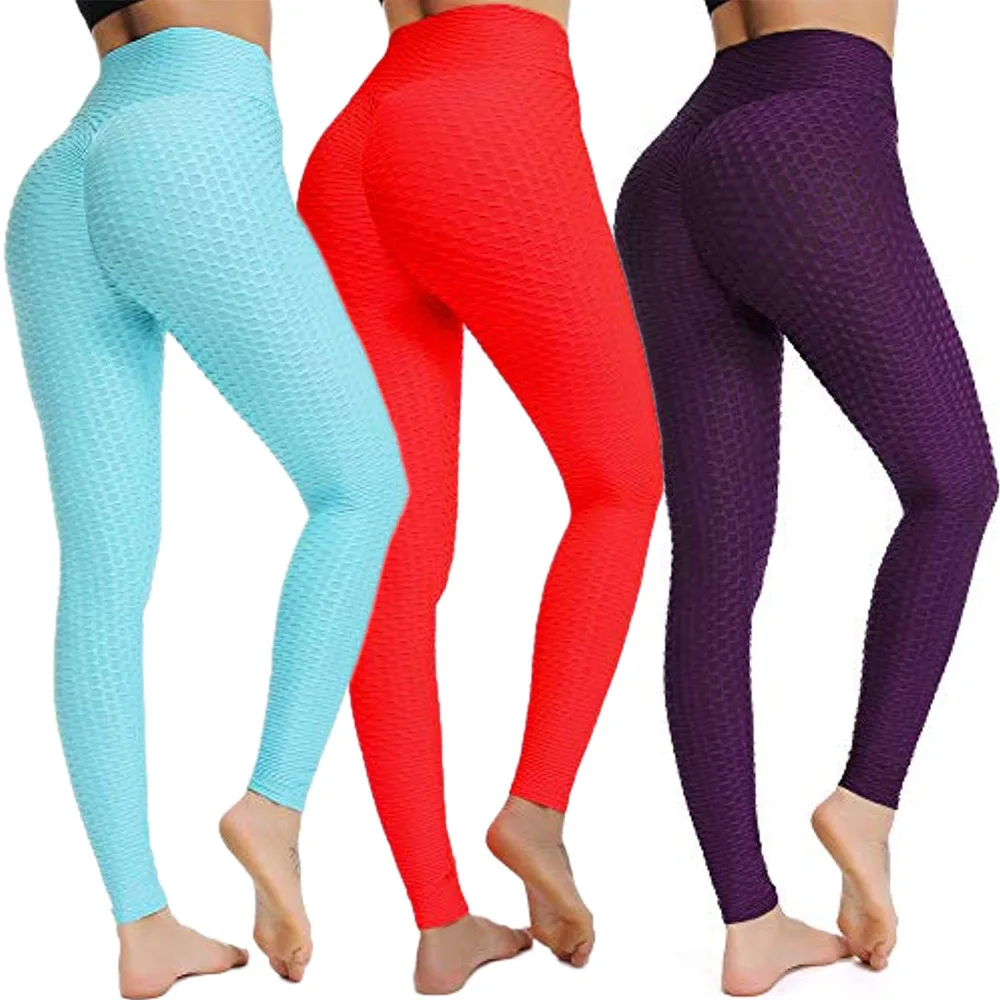 

wholesale high quality cheap women's bubble workout yoga leggings high waist sexy breathable tik tok scrunch gym leggings, Picture