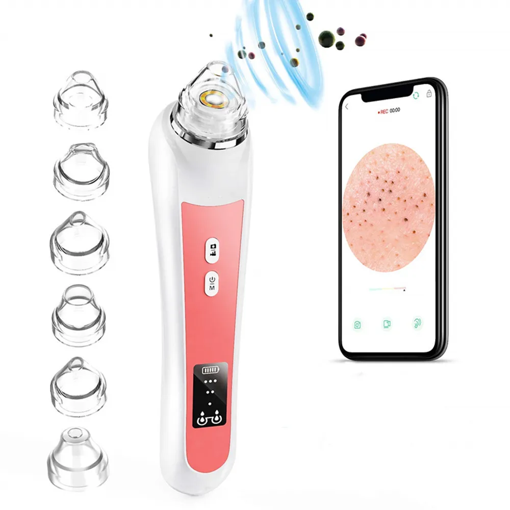 

Popular Products 2020 WiFi Visual Facial Pore Cleaner 5MP 20X Magnification Blackhead Remover Vacuum With Camera, Pink green white