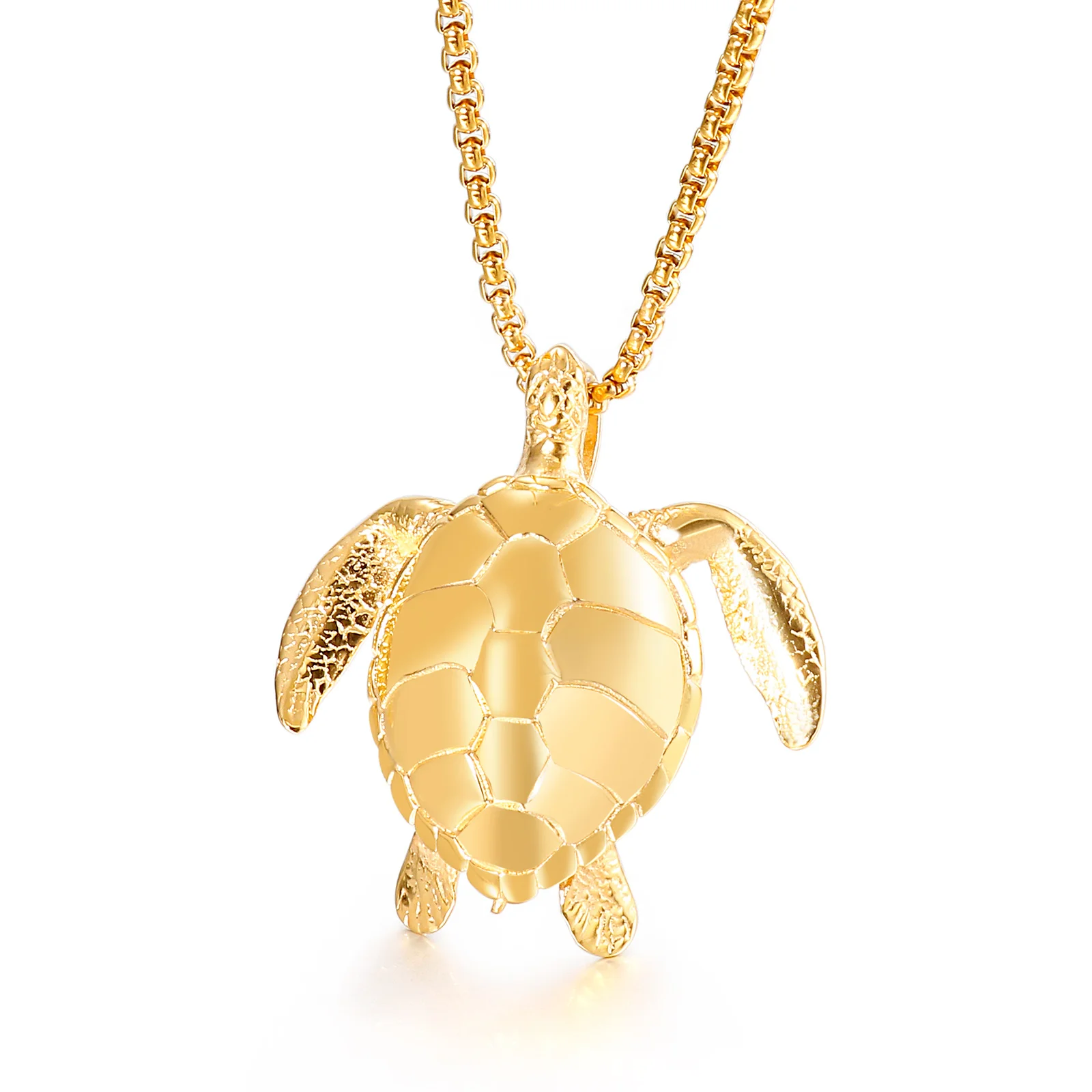 

KALEN Charm Stainless Steel Animal Sea Turtles Decorated Pendant, Steel/gold