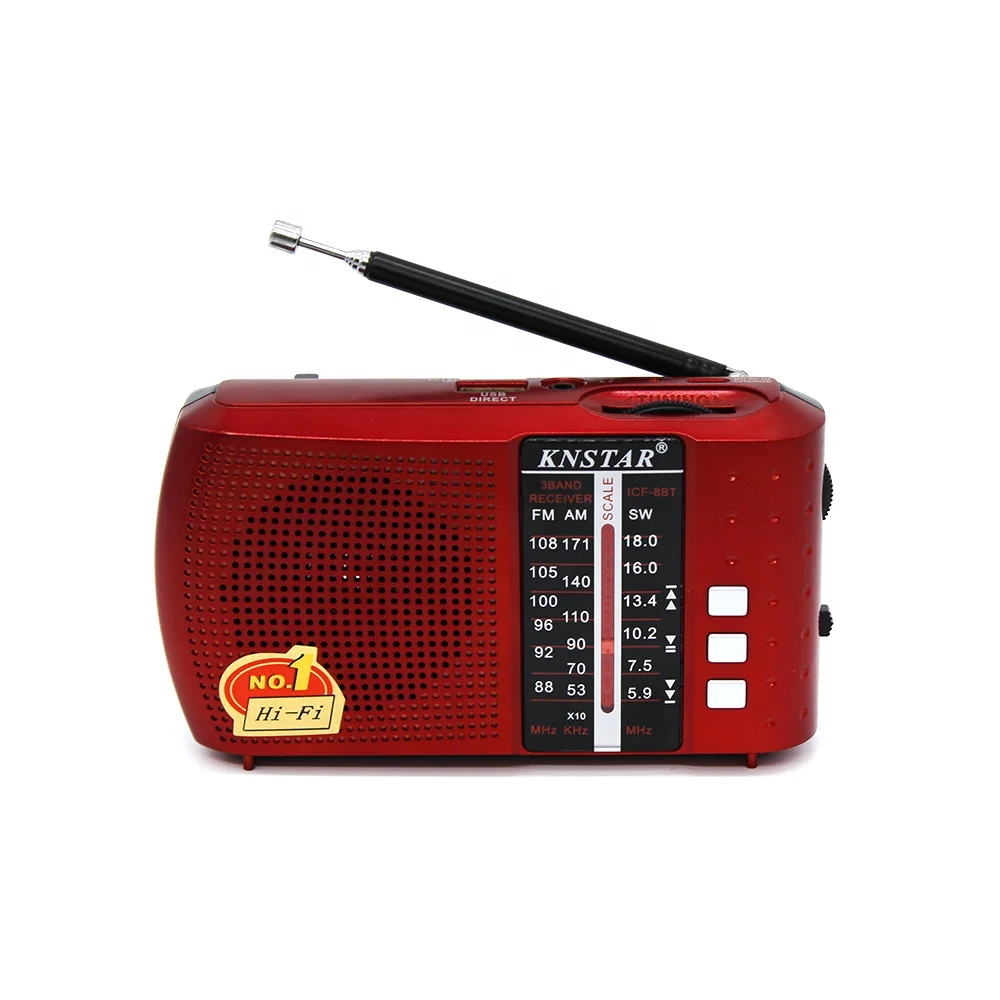 

2019 New Mini Portable am fm sw radio BT wireless usb radio ICF-8BT, Black/red/golden