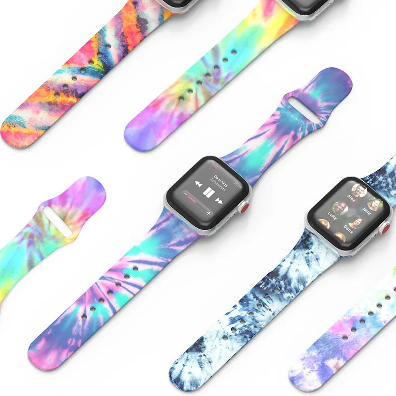 

Fashion Thin Tie Dye Colors Printing Watch Band 38mm 40mm Custom Tie Dye watch strap for apple watch