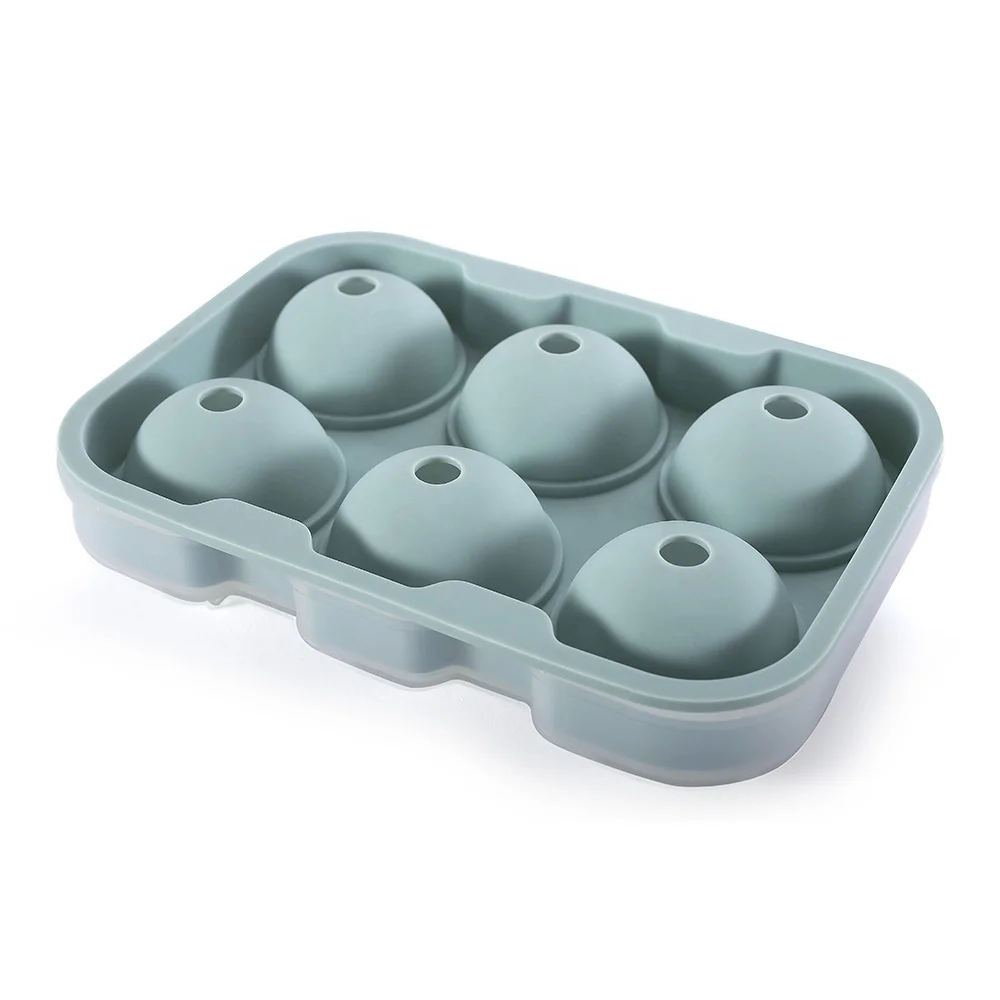 

Amazon Best Selling Flexible 6 Cavity Sphere Ice Ball Maker Mold Silicone Ice Cube Tray with Lid, Any color of patone is available