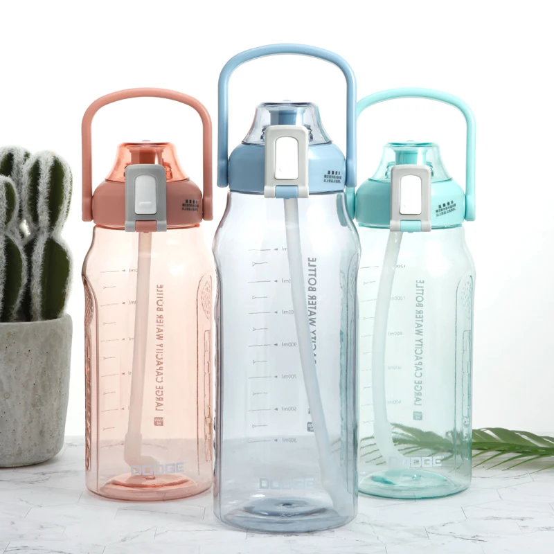 

Wholesale custom 1.5L big plastic water bottle custom silicone collapsible kids water bottle with straw, Red,gray,blue