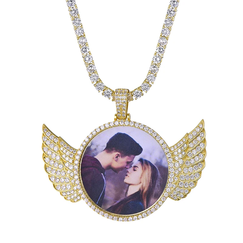 

Personalized Custom Hip hop Jewelry 18K Gold Silver Cubic Zircon Photo Medallions Pendant Necklace for Women men