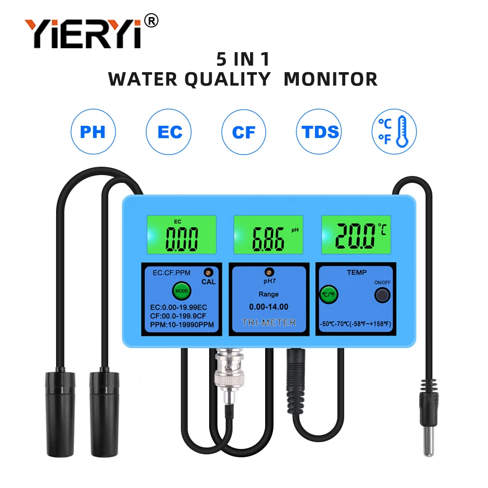 2017professional 5 In 1 Water Testing Meter Multiparameter Water Quality Analysis Device Water