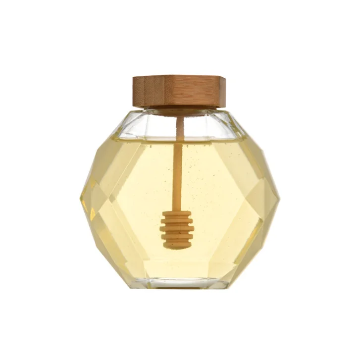 

Glass Honey Jar 200ML 380ML Hexagonal Clear Home storage Empty Glass Bottle Jam Jar For Honey With Cork lid, Transparent