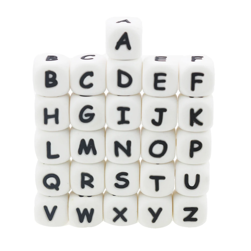 

Wholesale Bpa Free soft silicone teething beads  baby silicone chew beads teethers Silicone letters beads