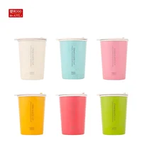 

BIANLI100 Wholesale Customized New Color Wheat Straw Rice Husk Fiber Plastic 300ML Double Wall Coffee Cup Mug With Lid 2240J