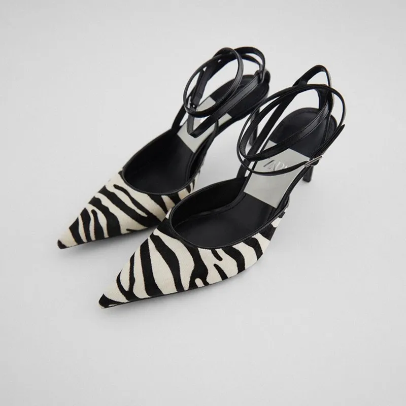 

Wholesale women's shoes summer 2022 new pointed toe zebra print high heels color matching stiletto pumps, Picture