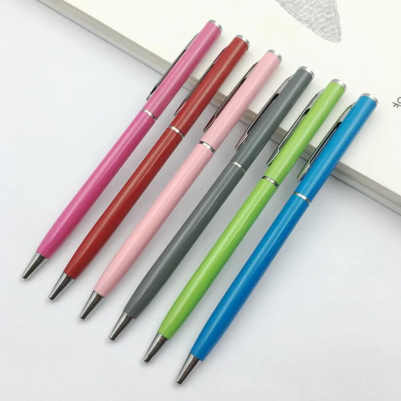 Cheap Office Slim Metal Twist Ballpoint Pens Assorted Colors Thin Hotel ...