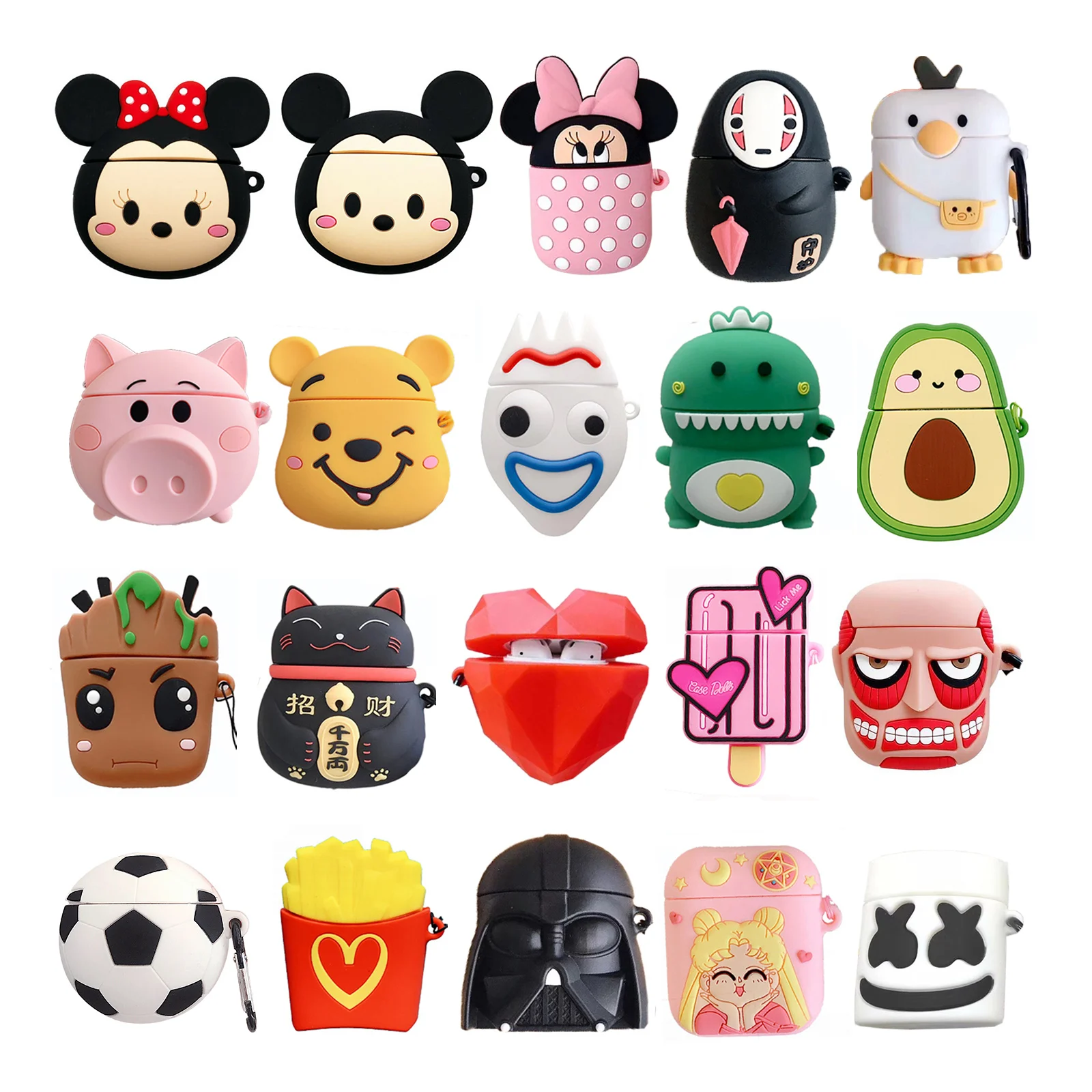 

For Apple Airpods 1/2 Cover Skin 3D Cute Cartoon Wireless Bluetooth Headset Case