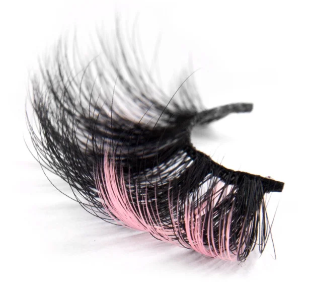 

Colored Mink Eyelash Strips false eyelashes green color for party, Black