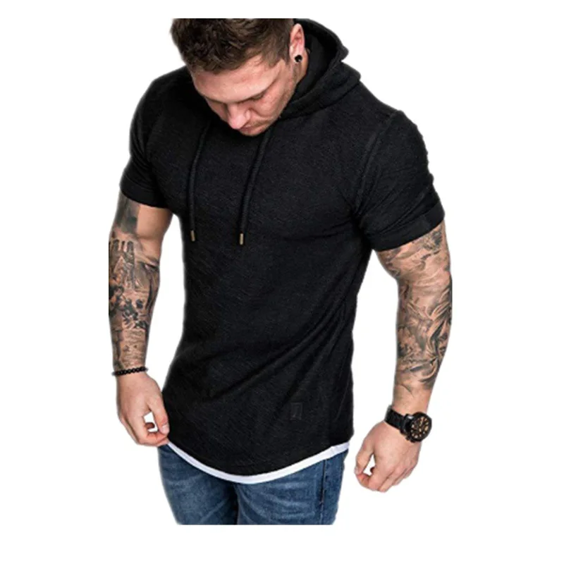 

2021 Newly American fashion short sleeve T shirt with hood sports T-shirt