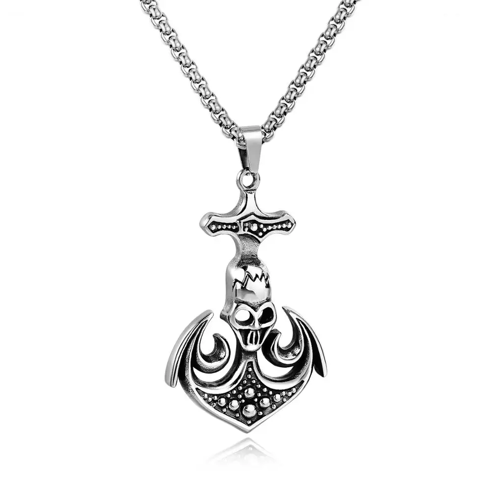 

Classic style anchor skull necklace pendant for men Punk Style Vintage Ancjor Shape Fashion silver cross