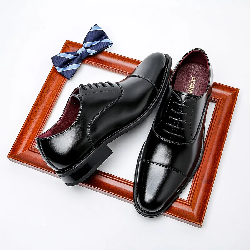 

fashion British style cow leather durable rubber sole breathable casual business dress shoes for men