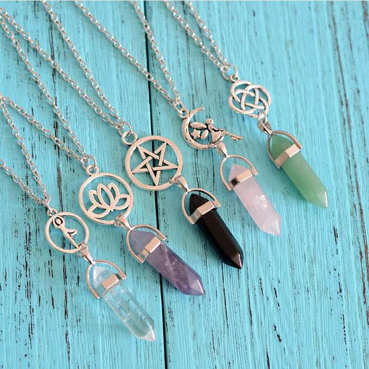 

Hot Sale wholesale natural crystal necklace quartz healing crystal jewelry for jewelry making pendant necklace, Picture shows