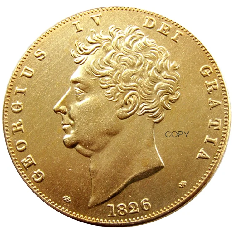 

Reproduction UK 1826 5 Pounds - George IV Gold Plated Commemorative Metal Coin