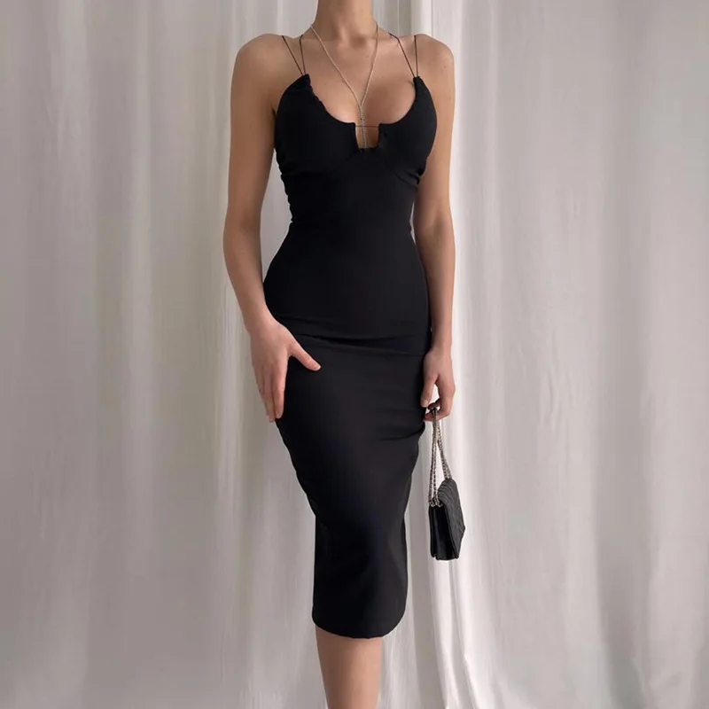 

W1657 - fashion casual solid color sleeveless women's dresses