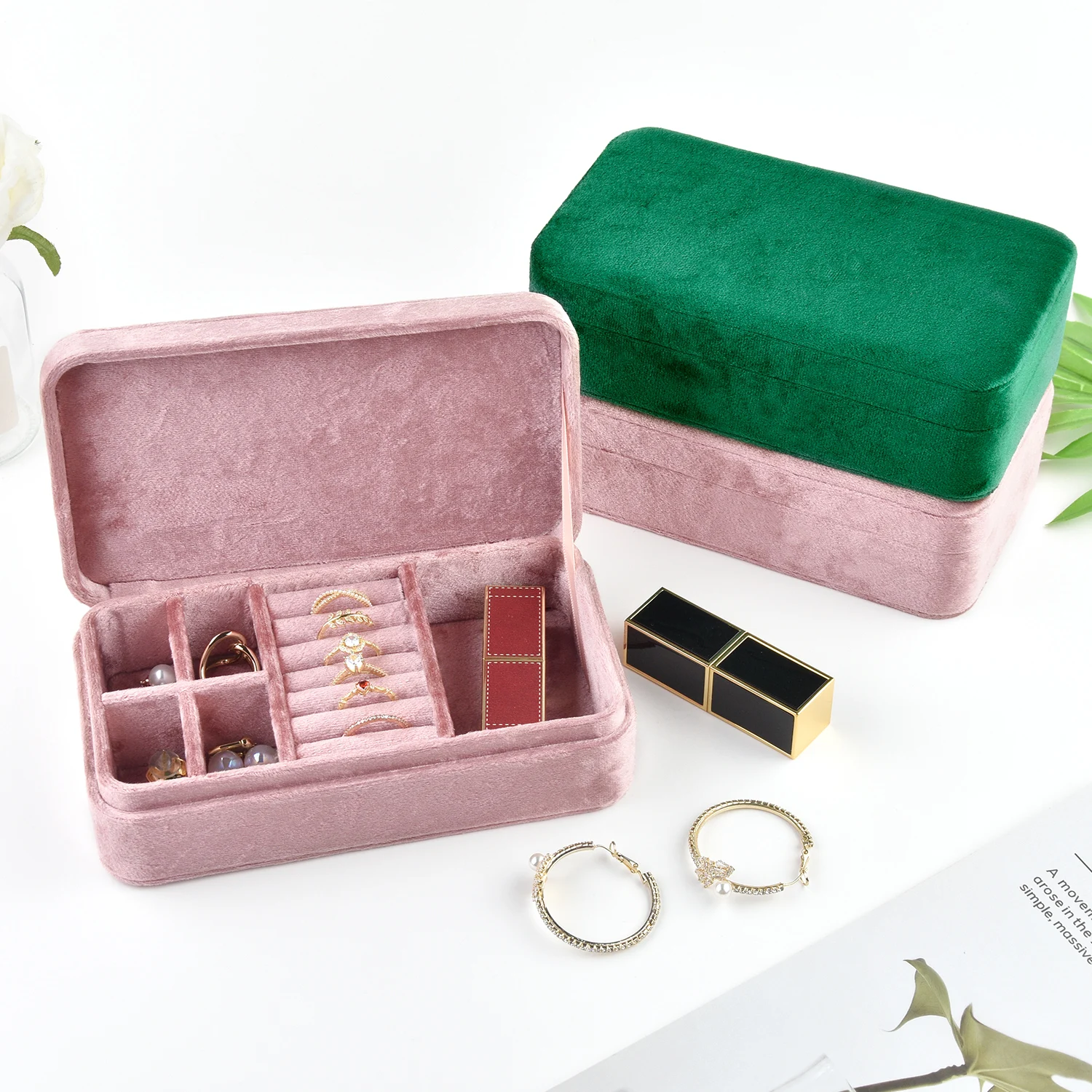 

New Product Portable Flannel Jewelry Box velvet Travel Jewelry Ring Necklace Earrings Jewelry Storage Box