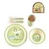 Cartoon slip resistant shatterproof bamboo fiber tableware set is delicate durable environment friendly and degradable