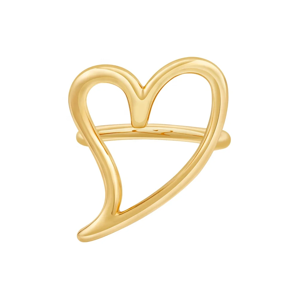 

Latest 18K Gold Plated Brass Jewelry Line Hollow Heart Finger Ring For Women Accessories Ring R234208