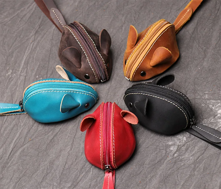 

2021 Baellerry Cute rat mini coin purse mouse mini key wallets Soft Genuine Leather purse mini wallet kid leather coin wallet, Picture shown