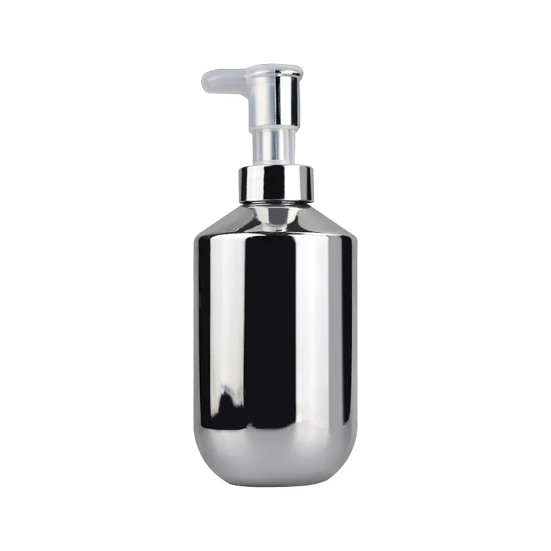

500ml PET silver electroplating bottle shampoo lotion toner shower gel plastic dispenser bottle