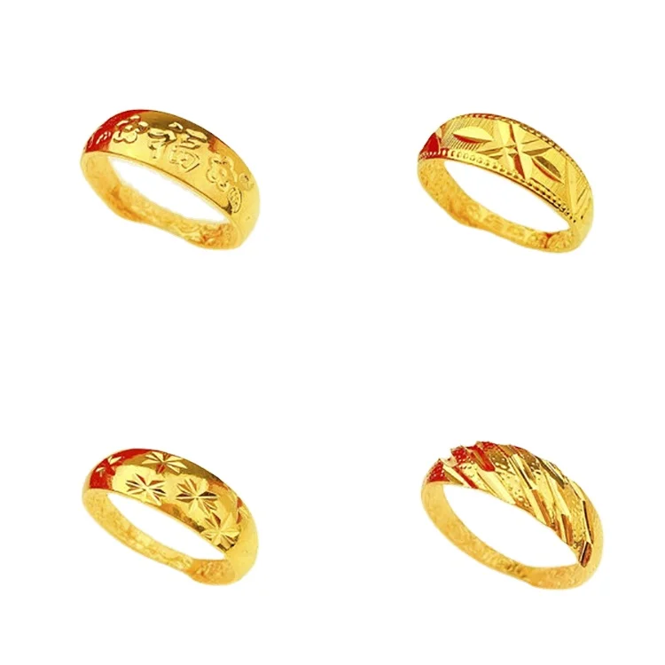 

Gold Love Flower Gypsophila Ring Alloy 999 Real Gold Blessing Word Meteor Shower Opening Ring