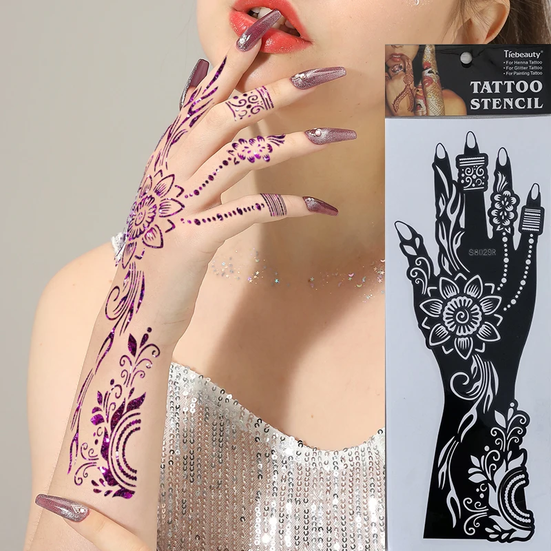 

Special Offer Hand Wrist Henna Painting Stencil DIY Reusable India Henna Mehndi Tattoo Henna Stencil Reusable
