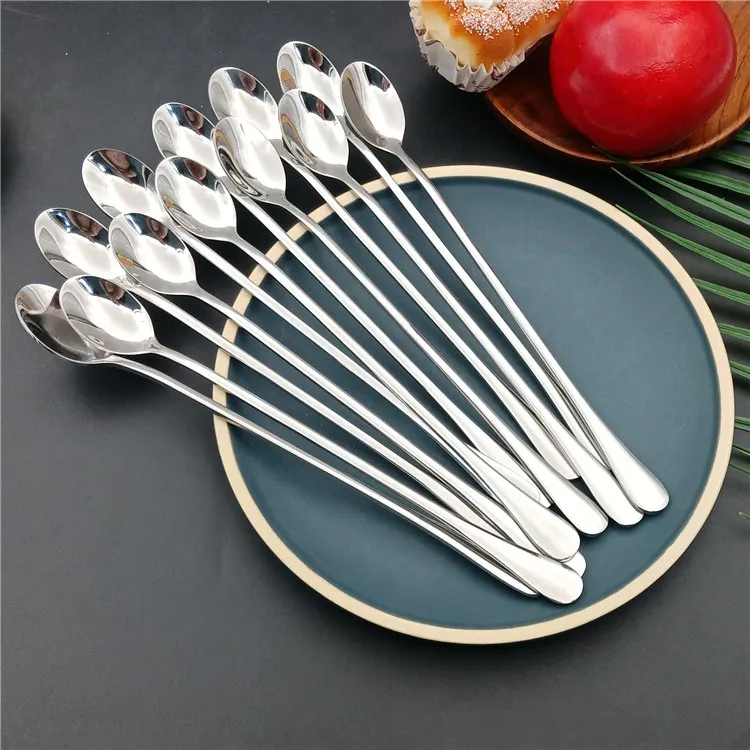 

Amazon best selling elegant design stainless steel flatware set long handle spoon, Sliver,customized