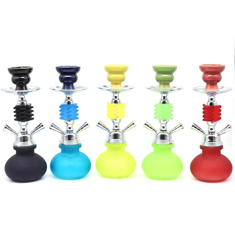 

High quality sublimation glass shisha hookah portable mini glass hookah shisha with single hose, Black, blue, green, red, yellow