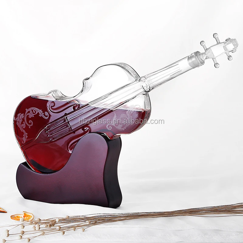 Best Selling Creative Fashion Clear Empty 1000ml Violin Shaped Liquor Bottle