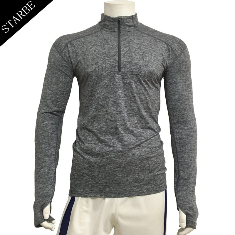 

OEM Service Custom Men Long Sleeve Half-Collar Zipper Neck Running Jogging Top