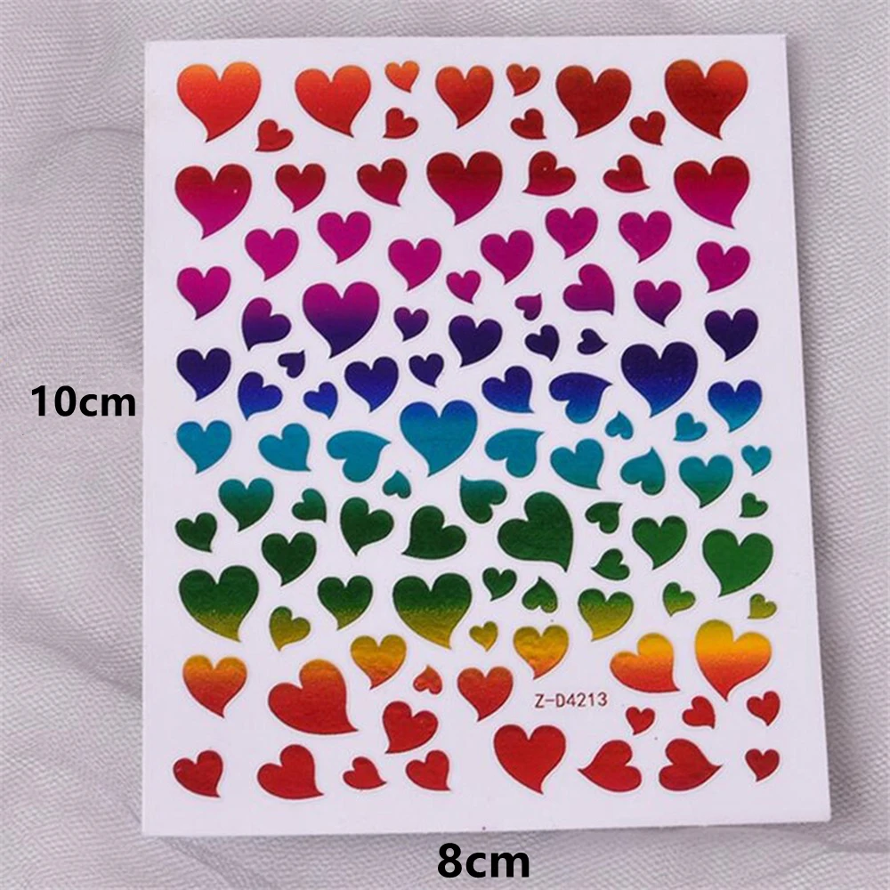 

nails stickers 2021Love Heart Shape Peach Heart Holiday Color Graphic Colorful Nail Sticker Manicure Accessories