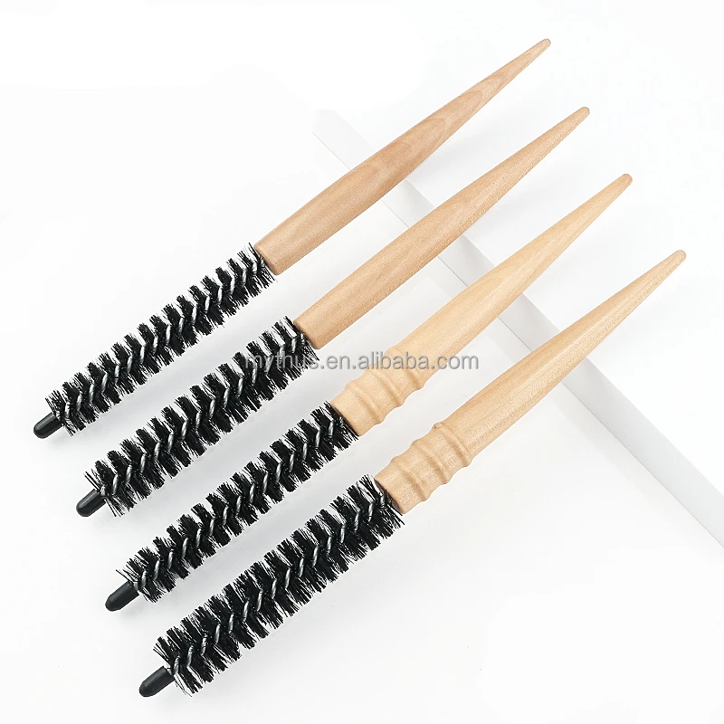 

New Hair Styling Brush Quiff Roller Comb Mini Round Hairdressing Comb Wooden Salon Barber Roller Comb For Bangs Curly Hair