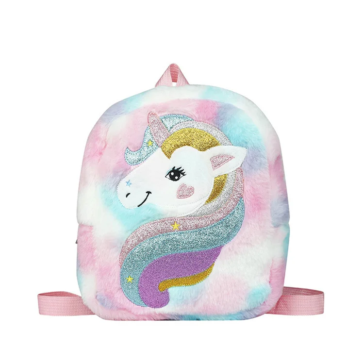 

Oem\Odm Princess Polyester Children'S Plush School Bag Cartoon Rainbow Unicorn Backpack For Girl