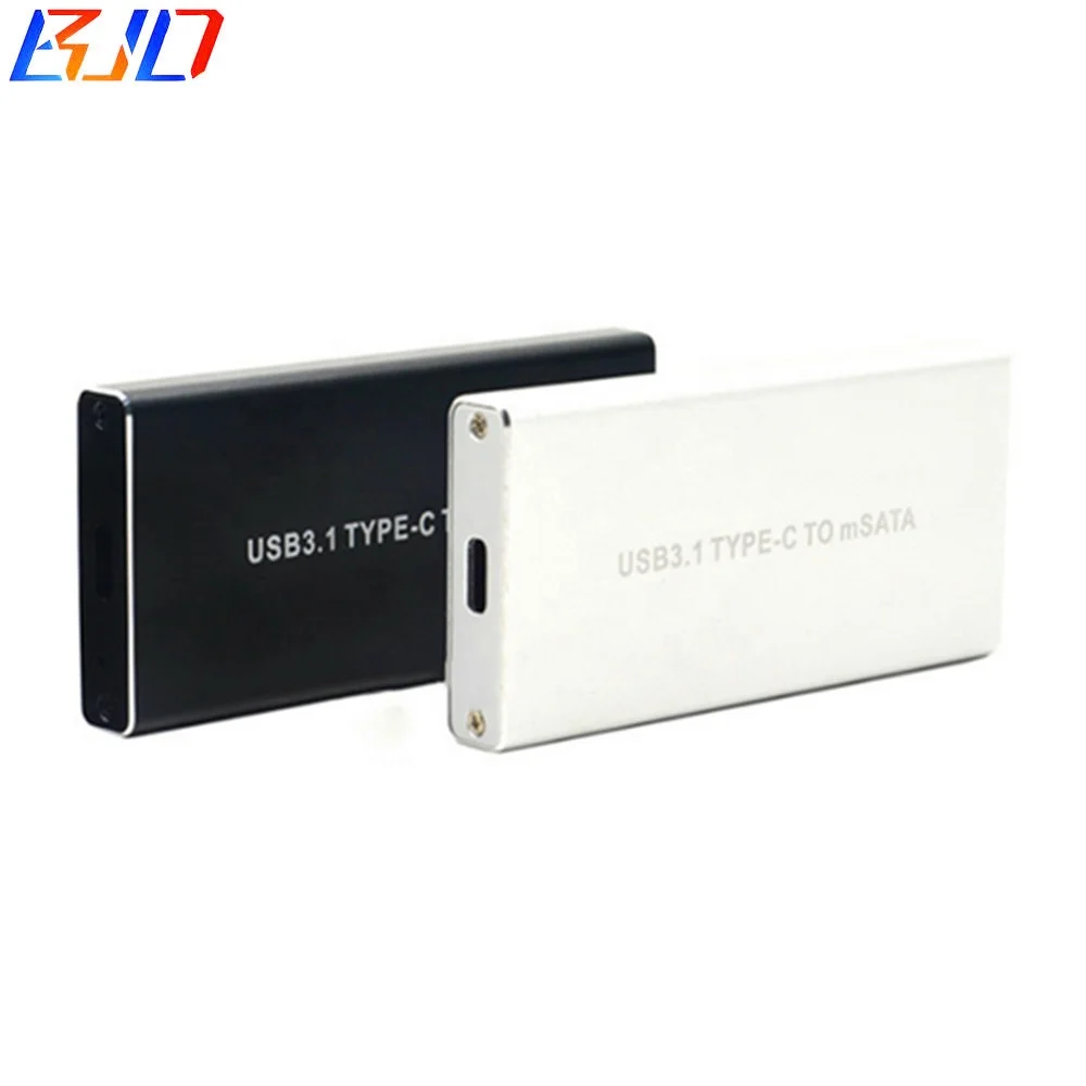 

Aluminum USB3.1 Type C to mSATA SSD Enclosure USB3.1 to Mini SATA SSD Case Screw Fixing With Data Cable, Black/white/rose gold