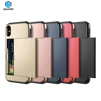 

Factory Price Armor Card Slot Slide Wallet Credit Card Holder Mobile Cell Phone Cover Case For IPhone 11